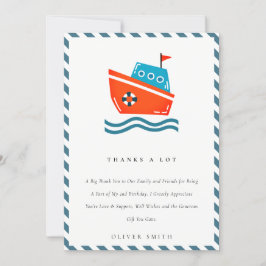 Tarjeta De Agradecimiento Cumpleaños infantil náutico barco cualquier edad