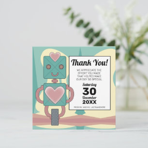 Tarjeta De Agradecimiento Cumpleaños infantil robot moderno de mediados de s
