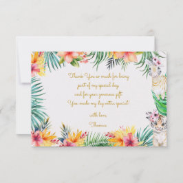 Tarjeta De Agradecimiento Cumpleaños infantil safari salvaje dorado acuarela