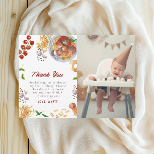 Tarjeta De Agradecimiento Cumpleaños italiano albóndiga acuarela 1er