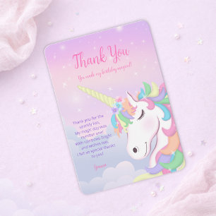 Tarjeta De Agradecimiento Cumpleaños Mágico Arcoíris Pastel