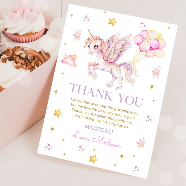 Tarjeta De Agradecimiento Cumpleaños Mágico Arcoíris Unicornio (Subido por el creador)