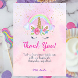 Tarjeta De Agradecimiento Cumpleaños Mágico Arcoíris Unicornio