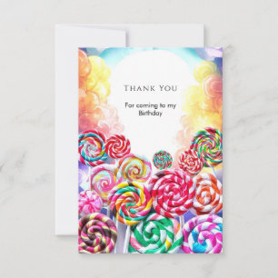 Tarjeta De Agradecimiento Cumpleaños Mágico Brillante de Candyland