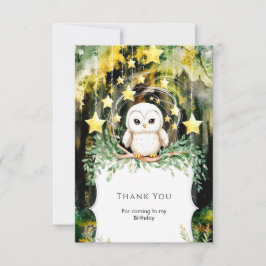 Tarjeta De Agradecimiento Cumpleaños Mágico de Búho para Niños