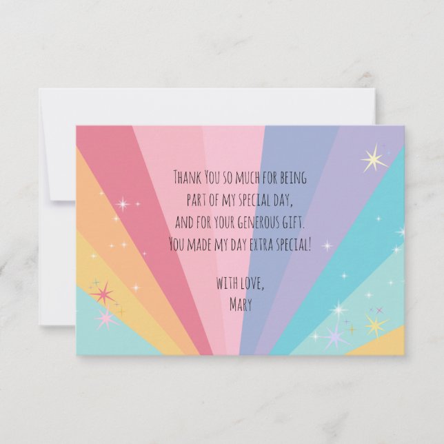 Tarjeta De Agradecimiento Cumpleaños mágico de Caticornio (Anverso)