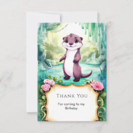 Tarjeta De Agradecimiento Cumpleaños mágico de las crías de nutria