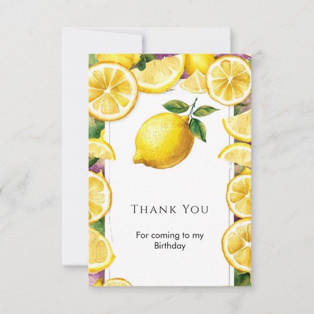 Tarjeta De Agradecimiento Cumpleaños Mágico de Limón Personalizado (Anverso)