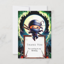 Tarjeta De Agradecimiento Cumpleaños Mágico de Ninja para Niños