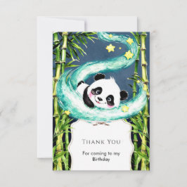 Tarjeta De Agradecimiento Cumpleaños Mágico de Panda Sencillo Pastel