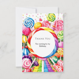 Tarjeta De Agradecimiento Cumpleaños Mágico de Pastel Candyland