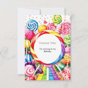 Tarjeta De Agradecimiento Cumpleaños Mágico de Pastel Candyland