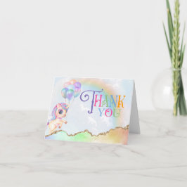 Tarjeta De Agradecimiento Cumpleaños mágico de Rainbow Unicorn