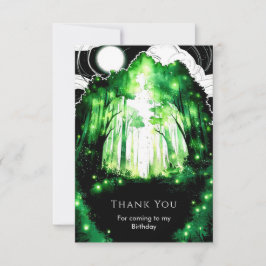 Tarjeta De Agradecimiento Cumpleaños Mágico del Bosque de Fantasía