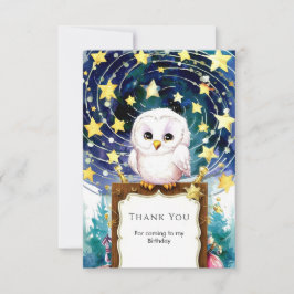Tarjeta De Agradecimiento Cumpleaños Mágico del Búho para Niños