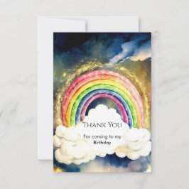 Tarjeta De Agradecimiento Cumpleaños Mágico Simple Arcoíris