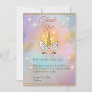 Tarjeta De Agradecimiento Cumpleaños Mágico Unicornio