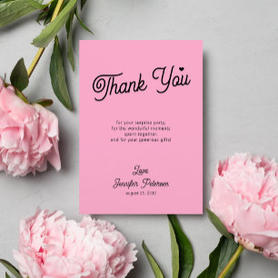 Tarjeta De Agradecimiento Cumpleaños moderno rosa y negro