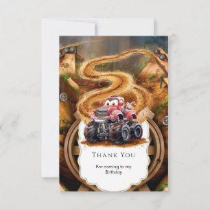 Tarjeta De Agradecimiento Cumpleaños Monstruoso Camión Boho Lindo