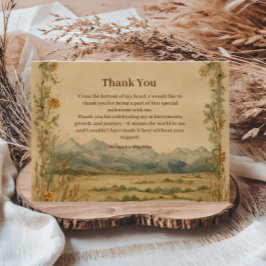 Tarjeta De Agradecimiento Cumpleaños Montañoso de Flor Silvestre Rústica
