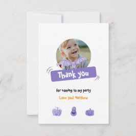 Tarjeta De Agradecimiento Cumpleaños morado y naranja de Halloween. Personal