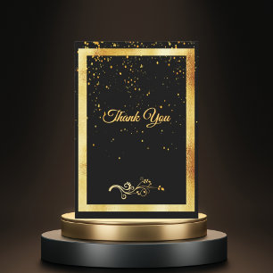 Tarjeta de agradecimiento cumpleaños negro confeti