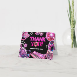 Tarjeta De Agradecimiento Cumpleaños Neon Regreso a los 80