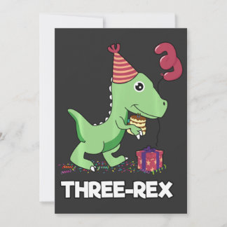 Tarjeta De Agradecimiento Cumpleaños Niño 3 Años Dinosaurio Tres Rex Niños