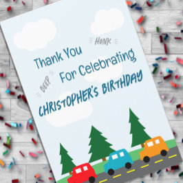 Tarjeta De Agradecimiento Cumpleaños Niño Autos