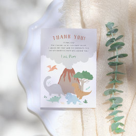 Tarjeta De Agradecimiento Cumpleaños Niño Dinosaurio Volcán