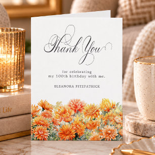 Tarjeta De Agradecimiento Cumpleaños número 100 Flor de nacimiento de noviem