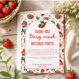 Tarjeta De Agradecimiento Cumpleaños número 1 de Berry First Strawberry Girl