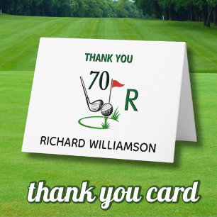 Tarjeta De Agradecimiento Cumpleaños número 70 (cualquier año) Golf Monogram