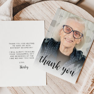 Tarjeta De Agradecimiento Cumpleaños número 90 Fiesta Foto Personalizada Let