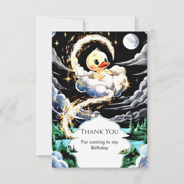 Tarjeta De Agradecimiento Cumpleaños Pato Pastel (Anverso)