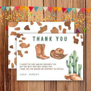 Tarjeta De Agradecimiento Cumpleaños Pequeño Vaquero Gracias