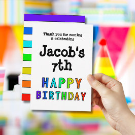 Tarjeta De Agradecimiento Cumpleaños Personalizado Arcoíris