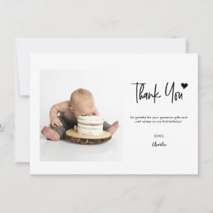 Tarjeta De Agradecimiento Cumpleaños personalizado con foto Primera Cumpleañ
