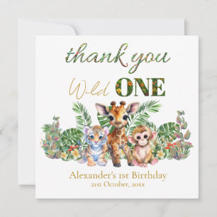 Tarjeta De Agradecimiento Cumpleaños personalizado de animales salvajes de l
