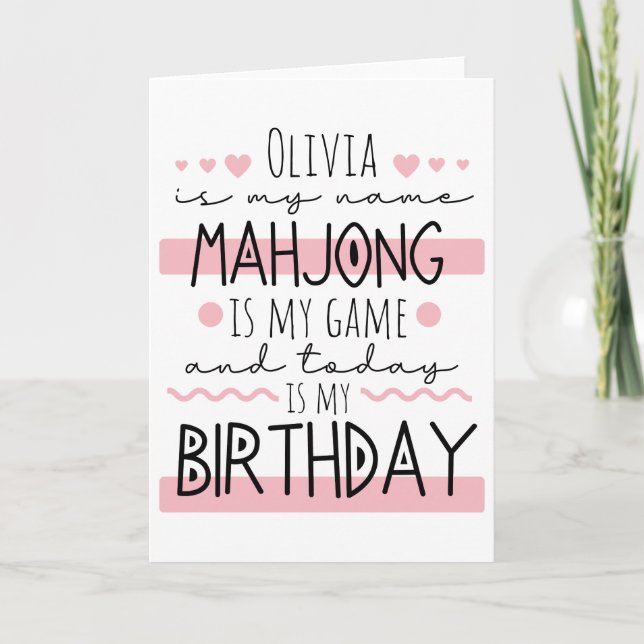 Tarjeta De Agradecimiento Cumpleaños personalizado de Mahjong (Anverso)
