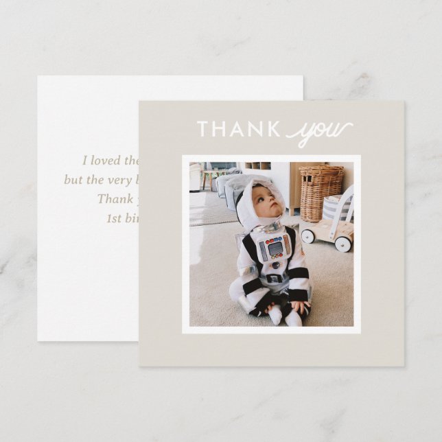 Tarjeta De Agradecimiento Cumpleaños Personalizado Foto Sol Niños (Anverso / Reverso)