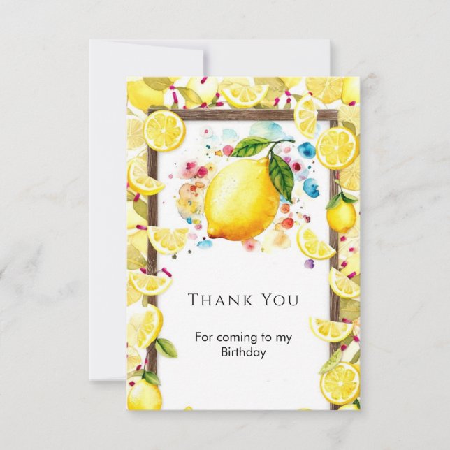 Tarjeta De Agradecimiento Cumpleaños Personalizado Limón Adorable (Anverso)