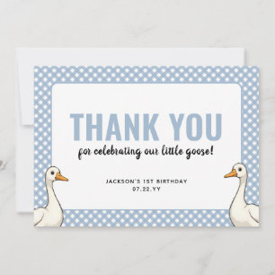 Tarjeta De Agradecimiento Cumpleaños personalizado moderno azul de un ganso 