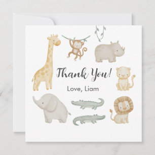 Tarjeta De Agradecimiento Cumpleaños Personalizado Safari Animales Wild One