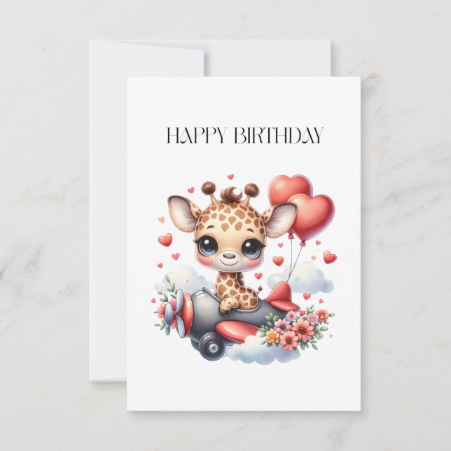 Tarjeta De Agradecimiento Cumpleaños piloto jirafa (Anverso)