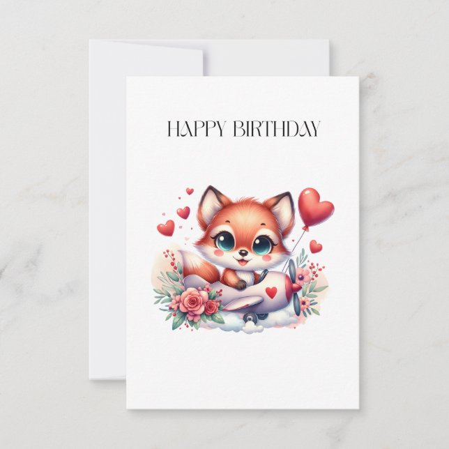 Tarjeta De Agradecimiento Cumpleaños piloto zorro (Anverso)