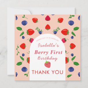 Tarjeta De Agradecimiento Cumpleaños primero de Fresa Berry