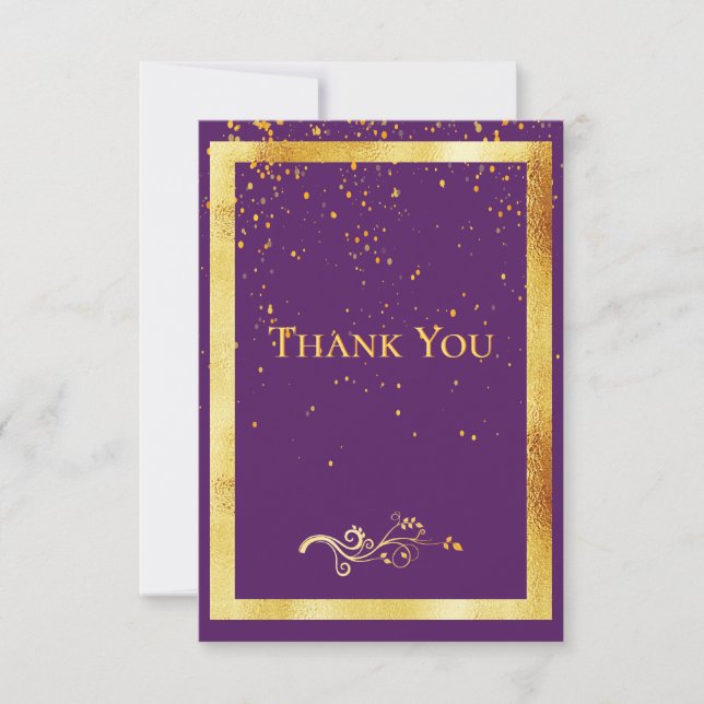 Tarjeta de agradecimiento cumpleaños púrpura confe (Anverso)