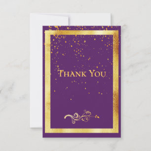 Tarjeta de agradecimiento cumpleaños púrpura confe