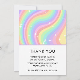 Tarjeta De Agradecimiento Cumpleaños Retro Pastel Arcoíris 6 Estrellas